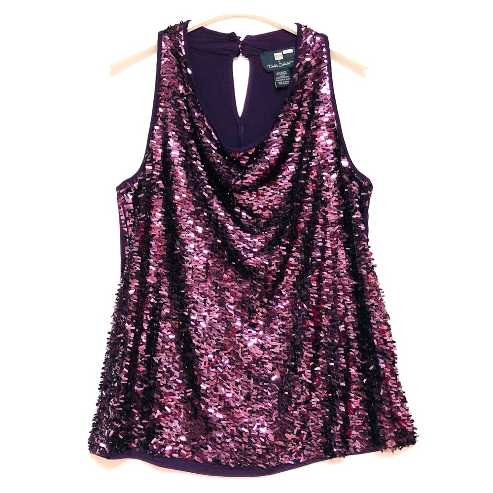 Red Sequin Sleeveless Tank Top